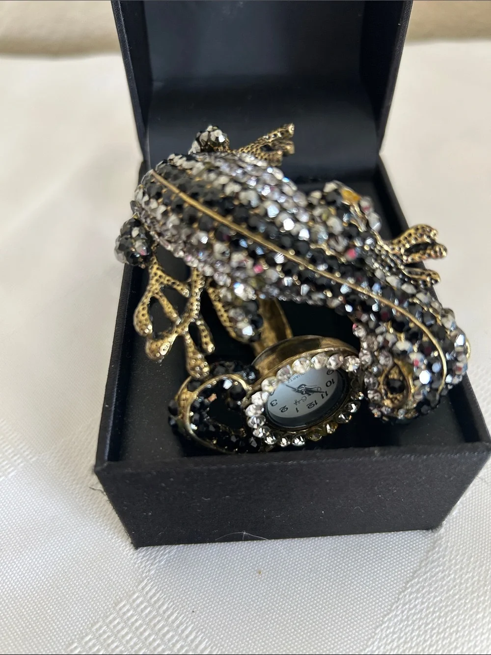 Black & Gold Lizard Bracelet Watch